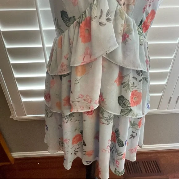 Express Light Blue Floral Halter Dress - Picture 2 of 9